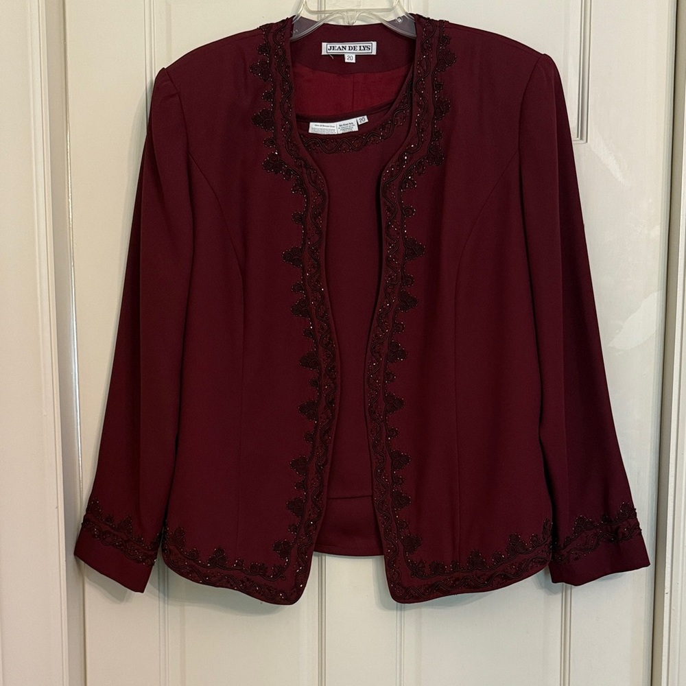 Jean de Lys Merlot Jacket and Tank with Beading